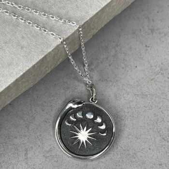 Sterling Silver Moon Phases Snake Necklace, 12 of 12