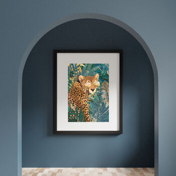 Cheetah In The Gold And Green Jungle Wall Art Print, 3 of 6