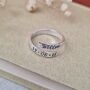 Personalised Name And Date Adjustable Silver Ring, thumbnail 7 of 8
