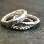 Textured Spaced Grain Eco Sterling Silver Stacking Ring, thumbnail 4 of 7