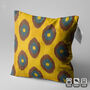 Mustard Yellow Hand Woven Ikat Cushion Cover, thumbnail 1 of 8