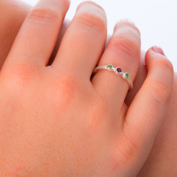 A Three Stone Pink And Green Garnet Ring, 2 of 4