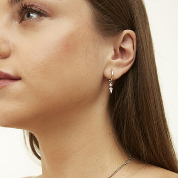 Sterling Silver Pave Spike Rhombus Drop Earring, 2 of 8