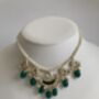 Alia 18 K Gold Plated Emerald Pearl Jewellery Set, thumbnail 3 of 6