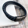 Tread Leather Bracelet Black And Blue, thumbnail 1 of 3