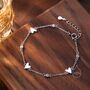 Sterling Silver Tiny Heart Trio And Cz Bracelet, thumbnail 4 of 11