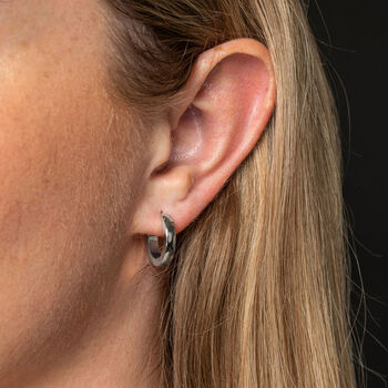 Silver Huggie Hoop Earrings, 2 of 5