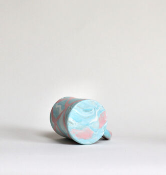 Handmade Japanese Ceramic Marble Mug Aqua X Pink, 5 of 7