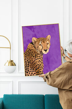 Custom Personalised Cheetah Blowing Bubble Art Print, 3 of 7