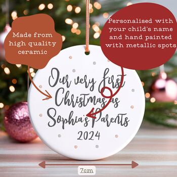 Our Very First Christmas As Parents Personalised Tree Decoration, 2 of 4