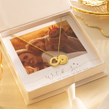 Secret Message Personalised Heart Birthstone Necklace Photo Gift Set, 3 of 12