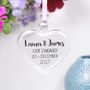 Personalised Engagement Flat Heart Bauble, thumbnail 4 of 7