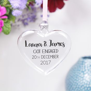 Personalised Engagement Flat Heart Bauble, 4 of 7