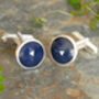 Natural Sapphire Cufflinks In Sterling Silver, thumbnail 3 of 3