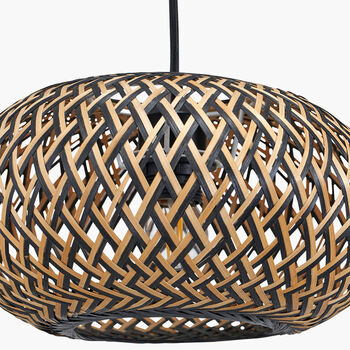 Black And Natural Rattan Pendant Ceiling Light, 6 of 9