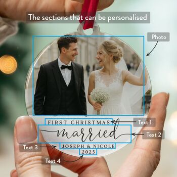 Personalised First Christmas Married Photo Decoration, 4 of 9