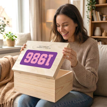 Personalised Year Milestone Wooden Memory Box 18th, 21st, 50th Birthday And Anniversary Gift, 2 of 12