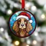 Working Cocker Spaniel Chocolate In Santa Hat Suncatcher Decoration, thumbnail 4 of 6