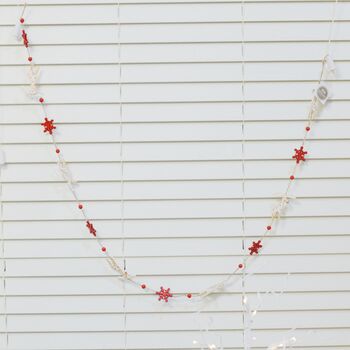 Reindeer Snow Flake Christmas Tree Wood Garland, 4 of 6