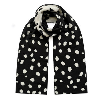 Scattered Dots Wool And Cashmere Scarf Black And White Men, 2 of 2