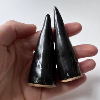 Handmade Black Ceramic Ring Holder Cones, 4 of 8