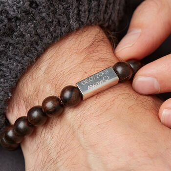 Men's Personalised Touch On Wood Silver Bracelet, 2 of 6