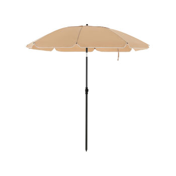 200 Cm Taupe Beach Umbrella Parasol With Air Vent, 2 of 6