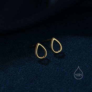 Sterling Silver Minimalist Open Droplet Stud Earrings, 3 of 12