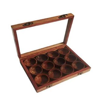 Wooden Handcrafted Spice Box 12 Round Compartments, 4 of 6