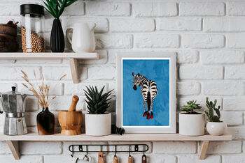 Custom Personalised Zebra Wearing Heels Art Print, 7 of 12