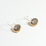 Ceramic, Glass And Gold Smoky Purple Sterling Silver Hoop Earrings, thumbnail 2 of 7