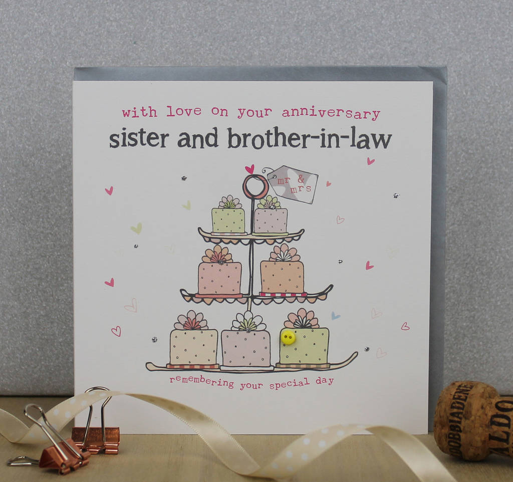 sister and brother in law wedding anniversary card by