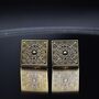 Square Pattern Gold Cufflinks Gift For Men 316 L Stainless Steel Vintage Accessory, thumbnail 1 of 6