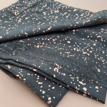 Charcoal Grey Rose Gold Print Scarf, 5 of 5