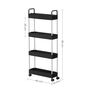 Black Four Tier Narrow Storage Cart Trolley With Handle, thumbnail 6 of 7