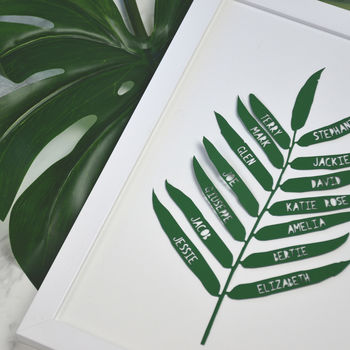 Personalised Family Tree Style Tropical Leaf Papercut, 2 of 3