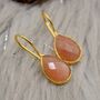 Peach Moonstone Sterling Silver Earrings, thumbnail 7 of 9