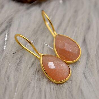 Peach Moonstone Sterling Silver Earrings, 7 of 9