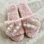 Bridesmaid Pink Fluffy Wedding Day Slippers, thumbnail 3 of 8