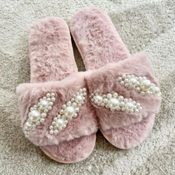 Bridesmaid Pink Fluffy Wedding Day Slippers, 3 of 8