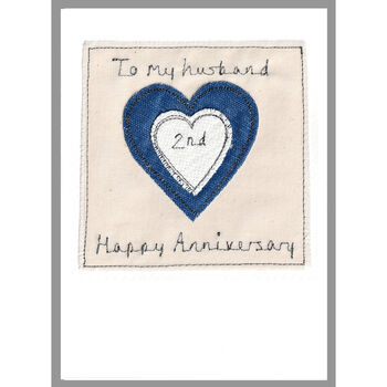 Personalised Cotton 2nd Wedding Anniversary Card, 8 of 12