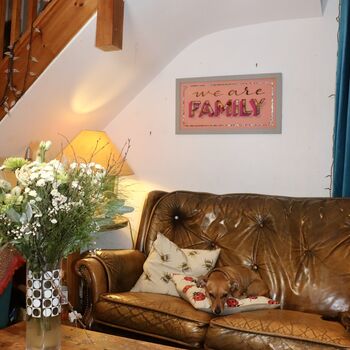 'We Are Family' Framed Handmade Gold Typographic Sign, 5 of 6