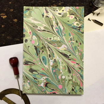 Personalised Hand Marbled Feather Journal, 3 of 6