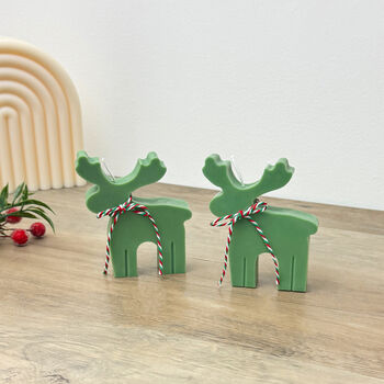 Green Reindeer Christmas Candles And Christmas Decor, 5 of 10