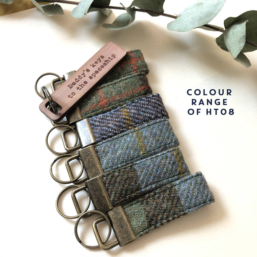 Harris Tweed Personalised Coordinates Keyring By Luna Studio Designs