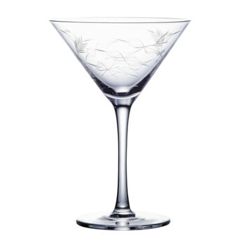 A Pair Of Crystal Martini Glasses With Fern Design, 2 of 2