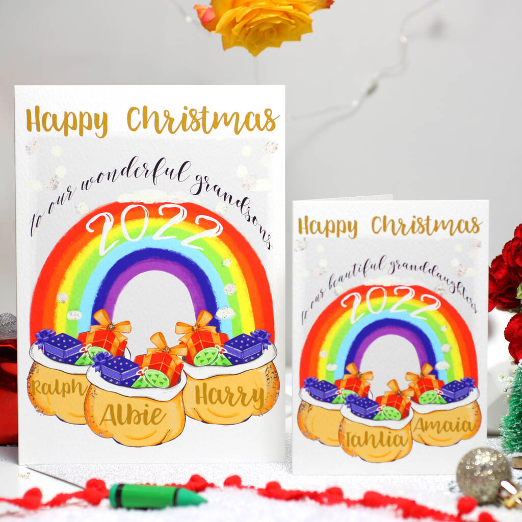 Rainbow Grandchildren Christmas Card, 1 of 12