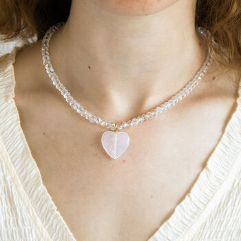 Sparkly Clear Bead And Heart Necklace, 2 of 4