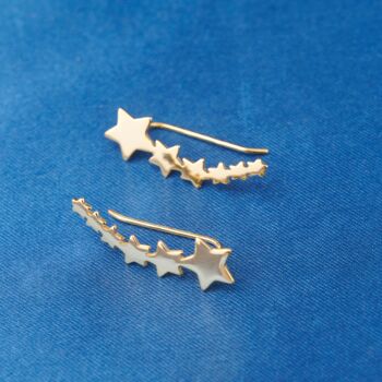 Shooting Star Earrings, Star Climber Studs, Gold Star Earrings, 5 of 7