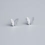 Brushed Sterling Silver Butterfly Stud Earrings, thumbnail 4 of 6